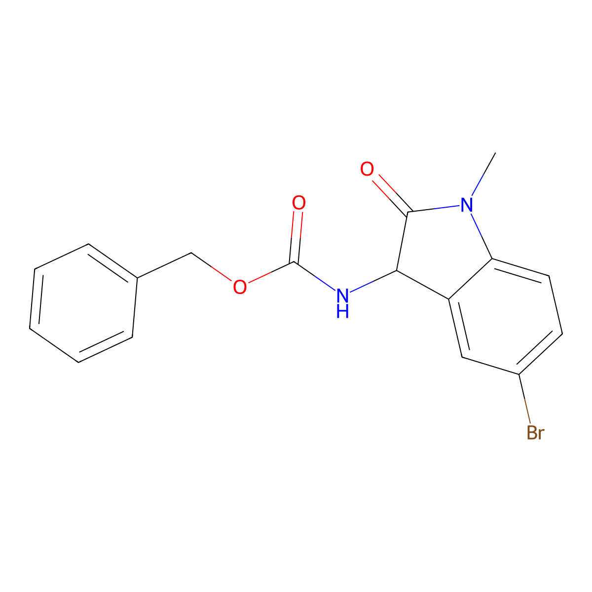 benzyl N-(5-bromo-1-methyl-2-oxo-2,3-dihydro-1H-indol-3-yl)carbamate molecular structure, CAS 2680587-50-0