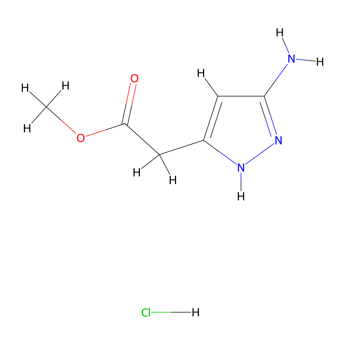 methyl 2-(3-amino-1H-pyrazol-5-yl)acetate hydrochloride molecular structure, CAS 2680597-43-5