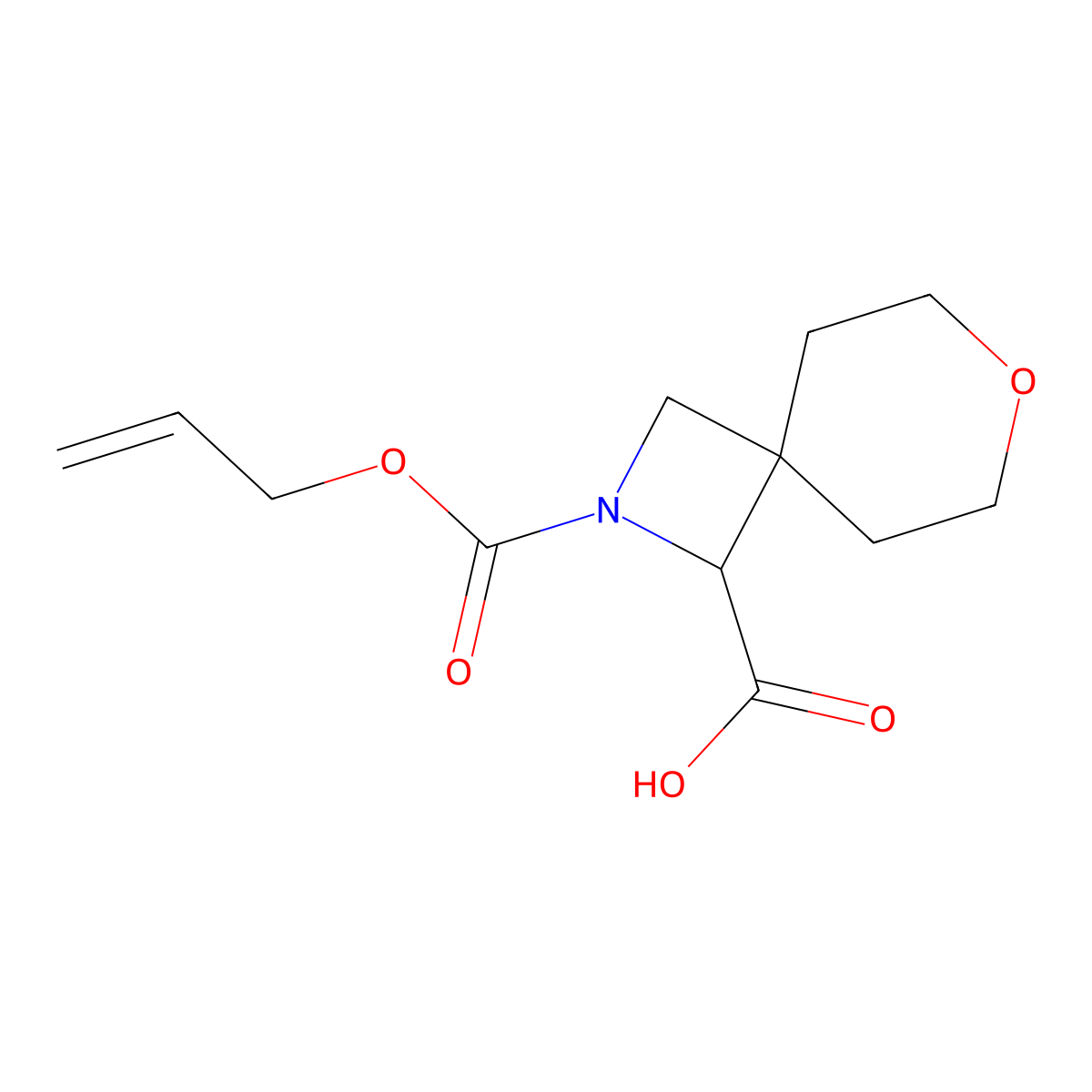 2-[(Prop-2-en-1-yloxy)carbonyl]-7-oxa-2-azaspiro[3.5]nonane-1-carboxylic acid molecular structure, CAS 2680598-23-4