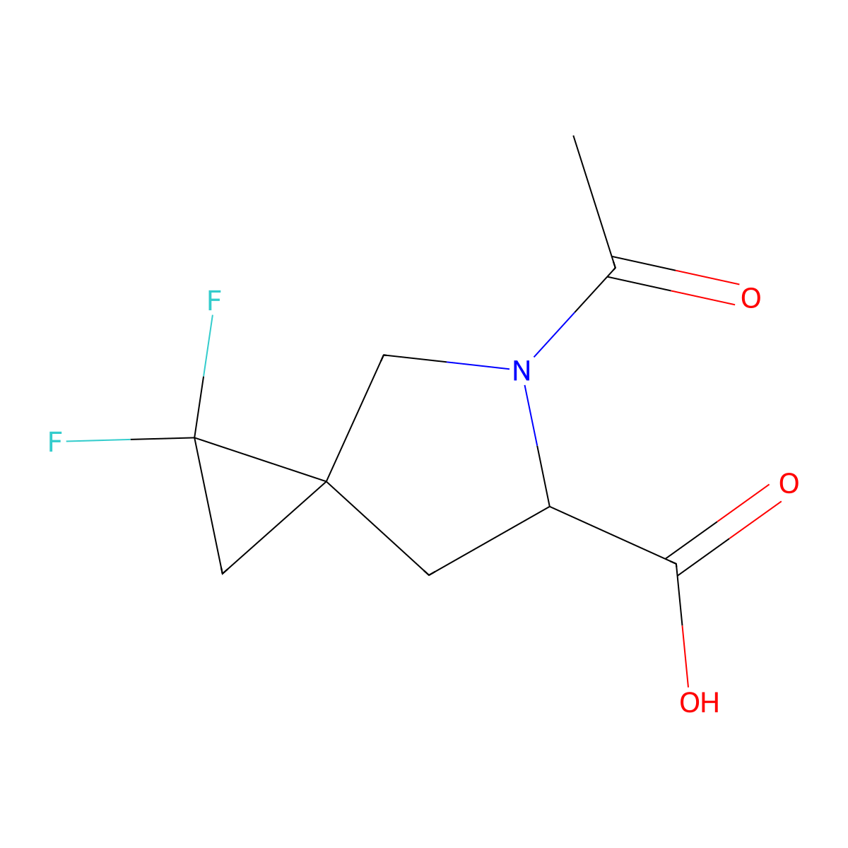 5-Acetyl-1,1-difluoro-5-azaspiro[2.4]heptane-6-carboxylic acid molecular structure, CAS 2680598-25-6