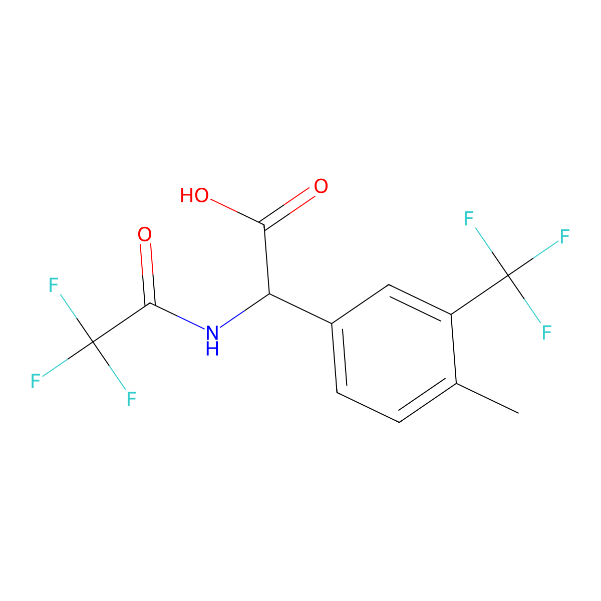 2-[4-Methyl-3-(trifluoromethyl)phenyl]-2-(2,2,2-trifluoroacetamido)acetic acid molecular structure, CAS 2680598-28-9