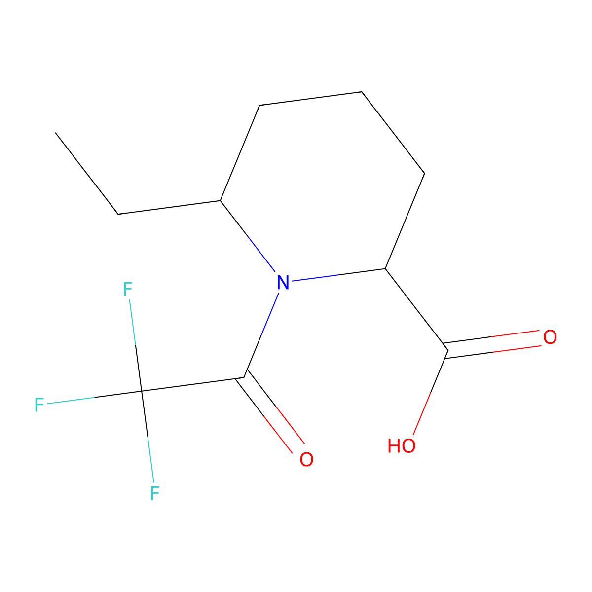 6-Ethyl-1-(2,2,2-trifluoroacetyl)piperidine-2-carboxylic acid molecular structure, CAS 2680598-30-3