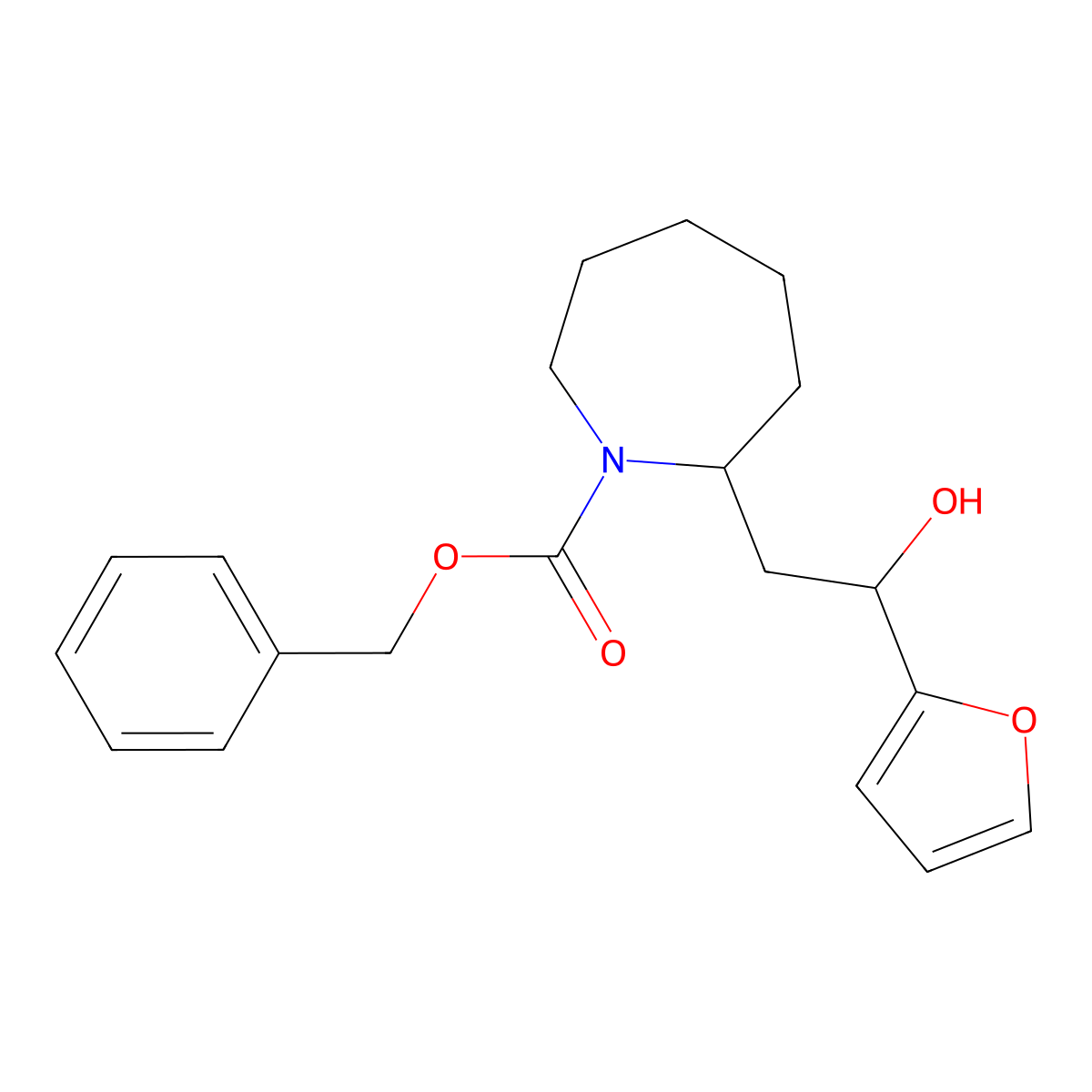 Benzyl 2-[2-(furan-2-yl)-2-hydroxyethyl]azepane-1-carboxylate molecular structure, CAS 2680598-31-4