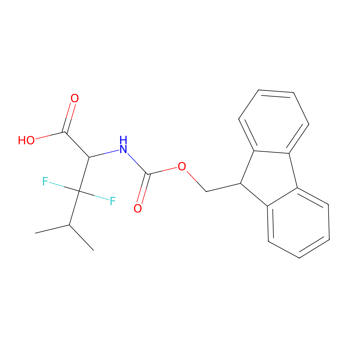 2-({[(9H-fluoren-9-yl)methoxy]carbonyl}amino)-3,3-difluoro-4-methylpentanoic acid molecular structure, CAS 2680598-32-5