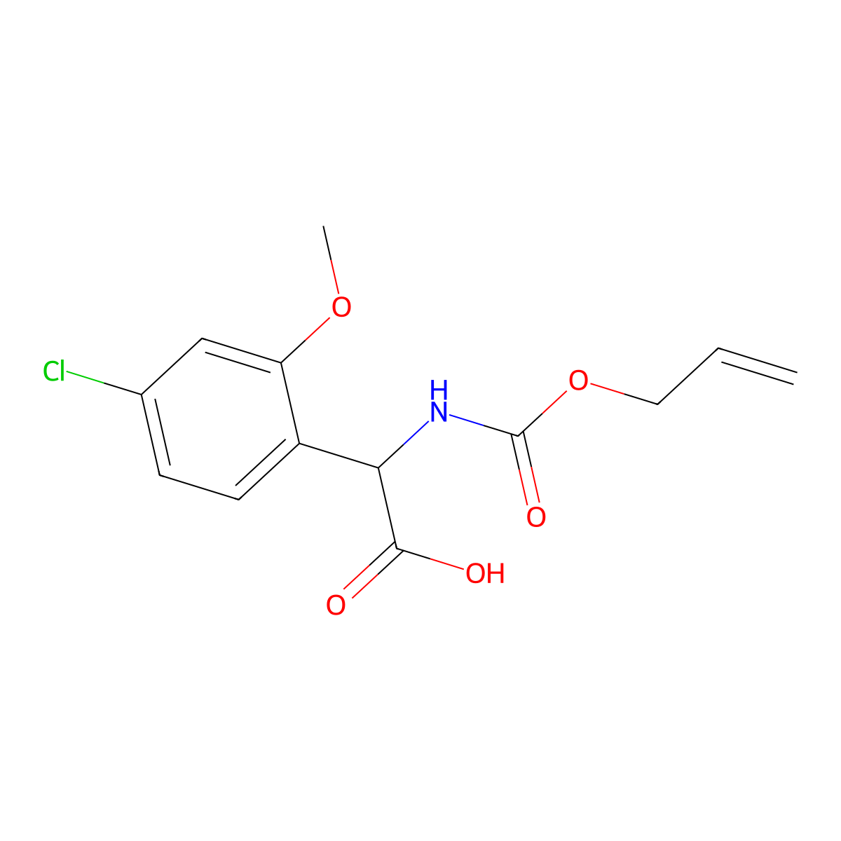 2-(4-Chloro-2-methoxyphenyl)-2-{[(prop-2-en-1-yloxy)carbonyl]amino}acetic acid molecular structure, CAS 2680598-33-6