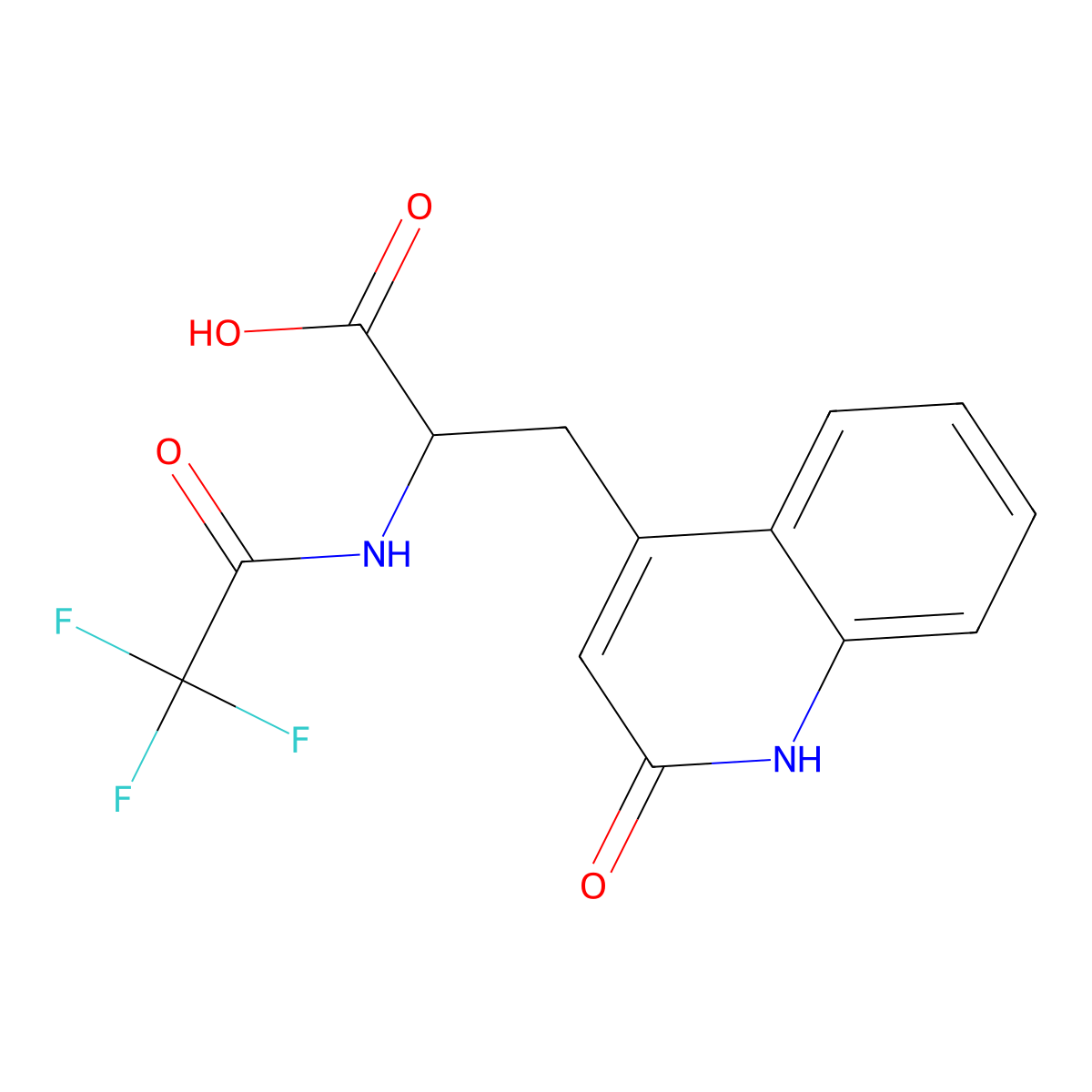 3-(2-Oxo-1,2-dihydroquinolin-4-yl)-2-(2,2,2-trifluoroacetamido)propanoic acid molecular structure, CAS 2680598-35-8