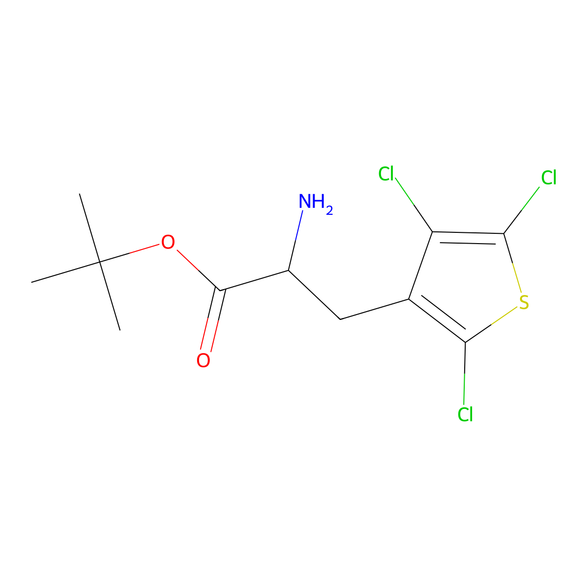 Tert-butyl 2-amino-3-(2,4,5-trichlorothiophen-3-yl)propanoate molecular structure, CAS 2680598-42-7