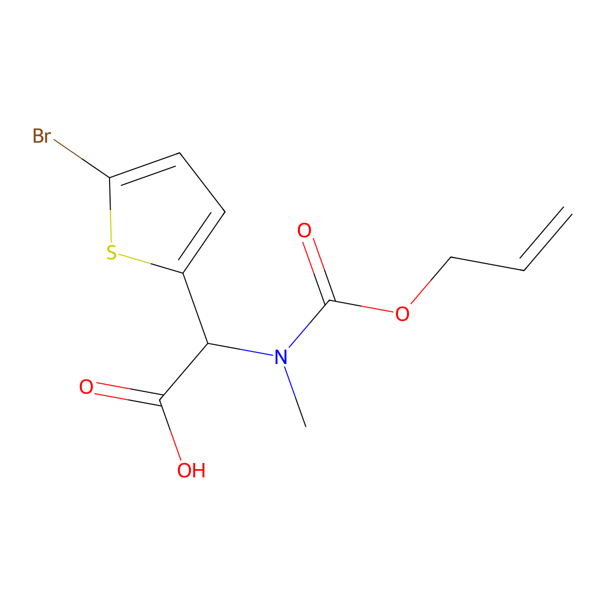 2-(5-Bromothiophen-2-yl)-2-{methyl[(prop-2-en-1-yloxy)carbonyl]amino}acetic acid molecular structure, CAS 2680598-43-8