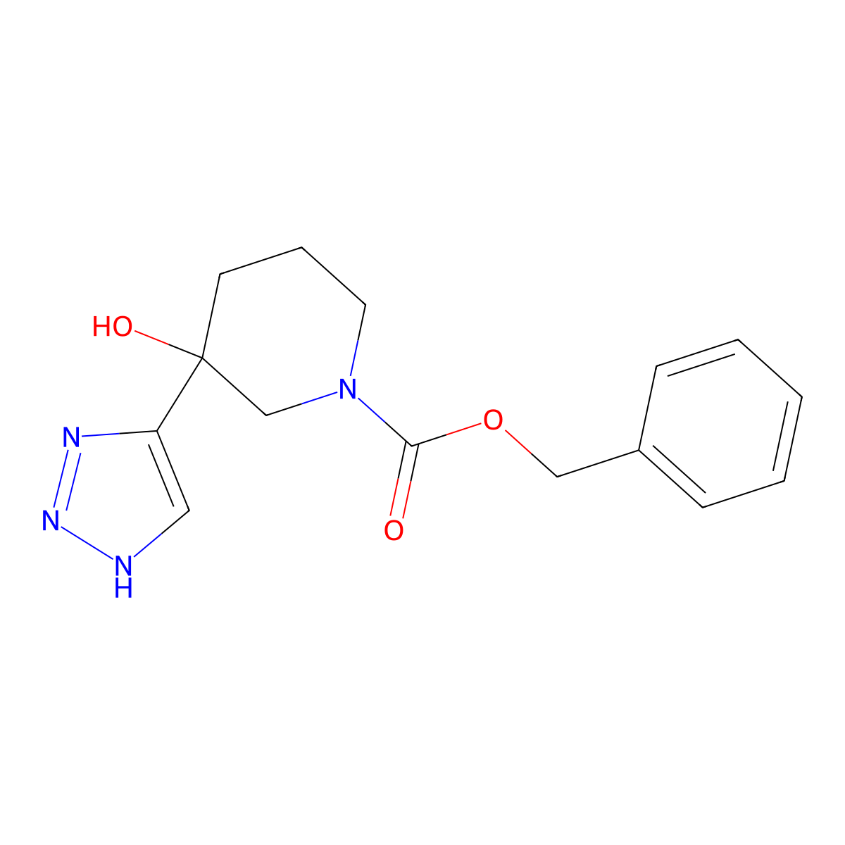 benzyl 3-hydroxy-3-(1H-1,2,3-triazol-4-yl)piperidine-1-carboxylate molecular structure, CAS 2680598-60-9