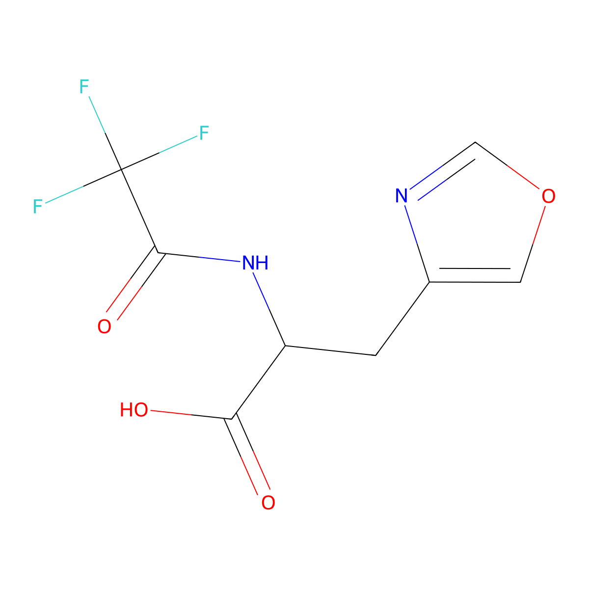 3-(1,3-Oxazol-4-yl)-2-(2,2,2-trifluoroacetamido)propanoic acid molecular structure, CAS 2680598-61-0