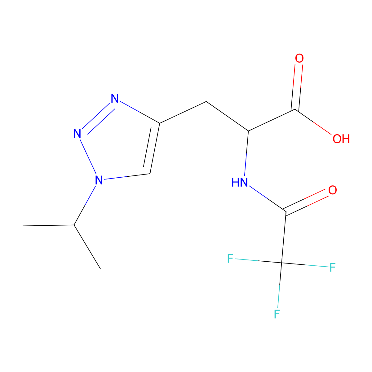 3-[1-(propan-2-yl)-1H-1,2,3-triazol-4-yl]-2-(2,2,2-trifluoroacetamido)propanoic acid molecular structure, CAS 2680598-62-1