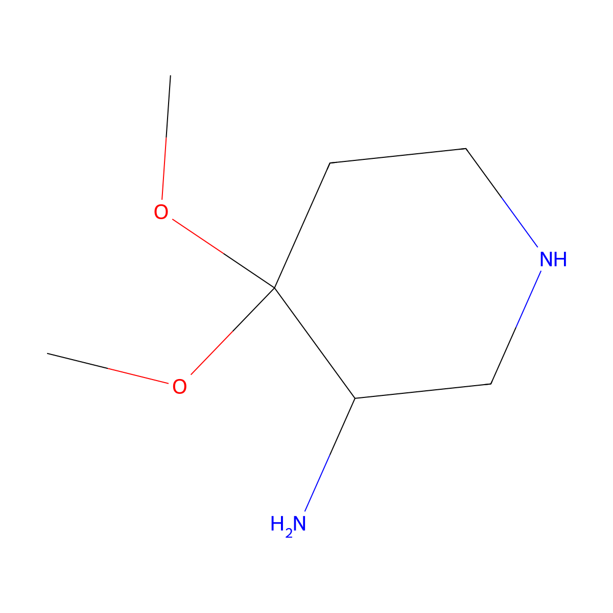 4,4-Dimethoxypiperidin-3-amine molecular structure, CAS 2680598-66-5