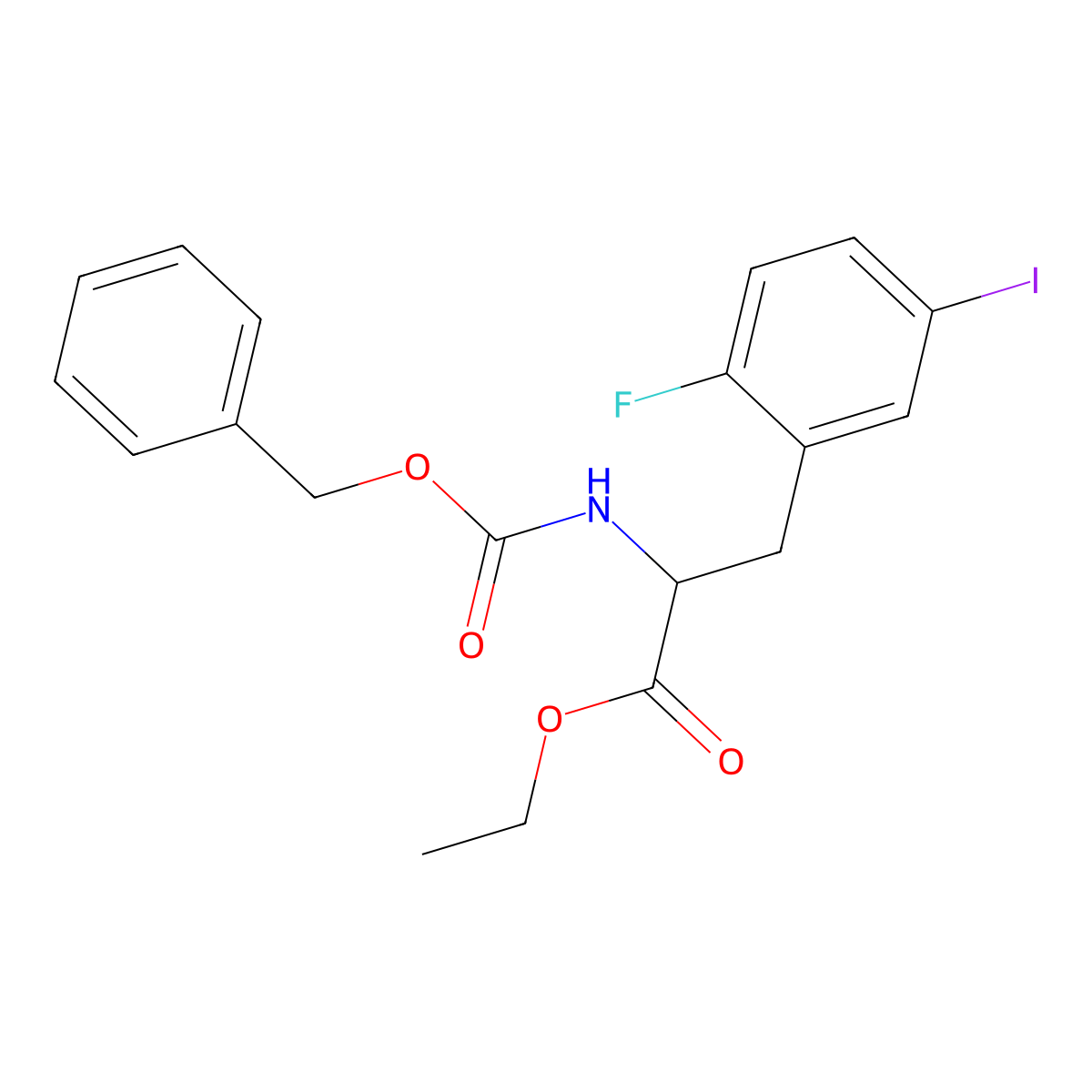 Ethyl 2-{[(benzyloxy)carbonyl]amino}-3-(2-fluoro-5-iodophenyl)propanoate molecular structure, CAS 2680598-73-4