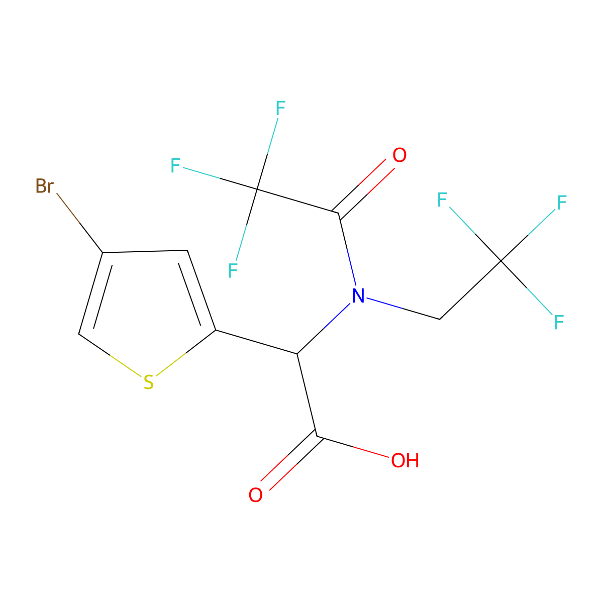 2-(4-bromothiophen-2-yl)-2-[2,2,2-trifluoro-N-(2,2,2-trifluoroethyl)acetamido]acetic acid molecular structure, CAS 2680598-78-9