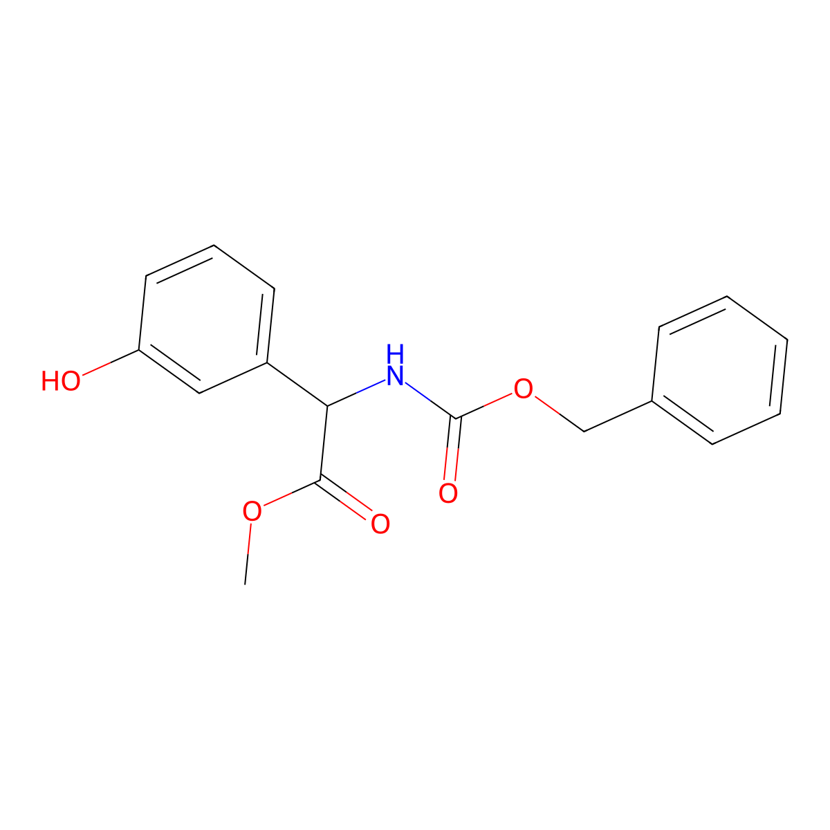 Methyl 2-{[(benzyloxy)carbonyl]amino}-2-(3-hydroxyphenyl)acetate molecular structure, CAS 2680598-79-0