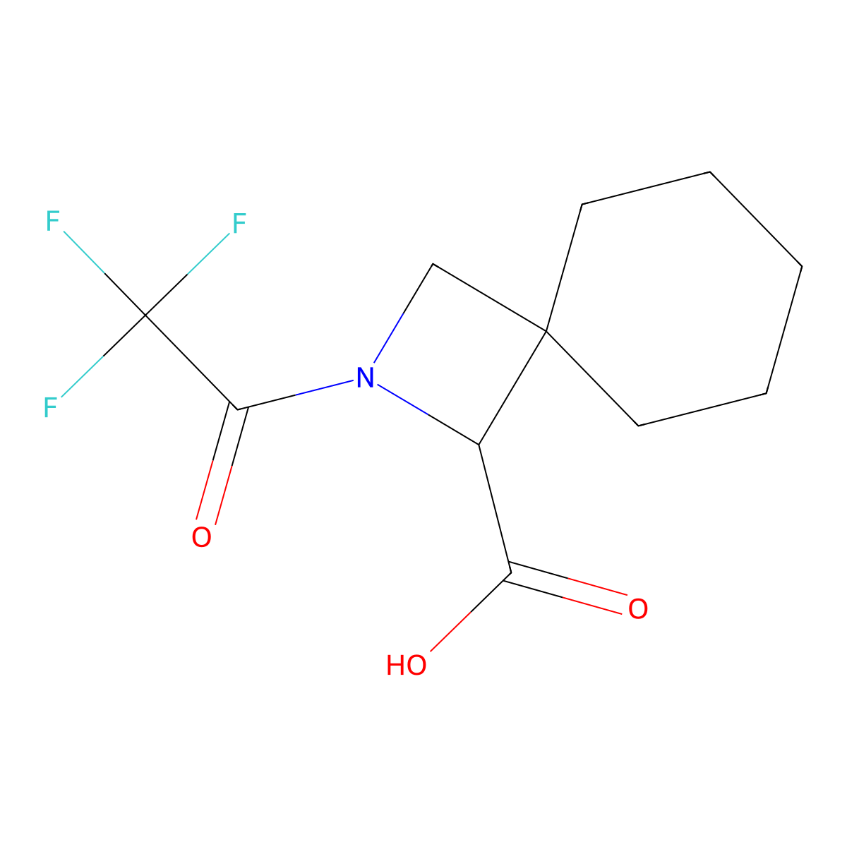 2-(2,2,2-Trifluoroacetyl)-2-azaspiro[3.5]nonane-1-carboxylic acid molecular structure, CAS 2680598-85-8