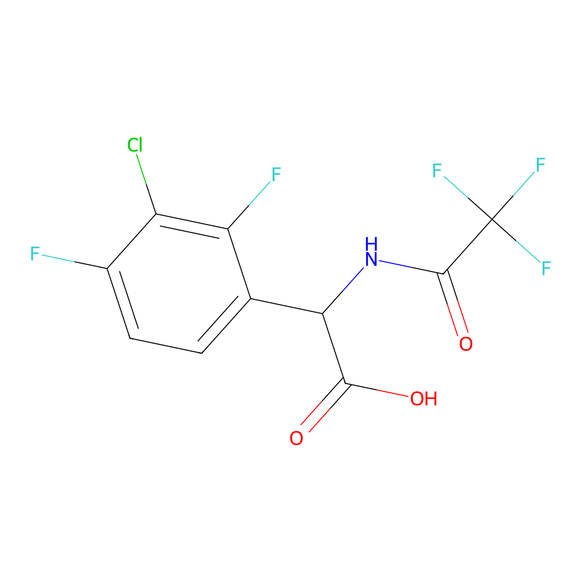 2-(3-Chloro-2,4-difluorophenyl)-2-(2,2,2-trifluoroacetamido)acetic acid molecular structure, CAS 2680598-89-2