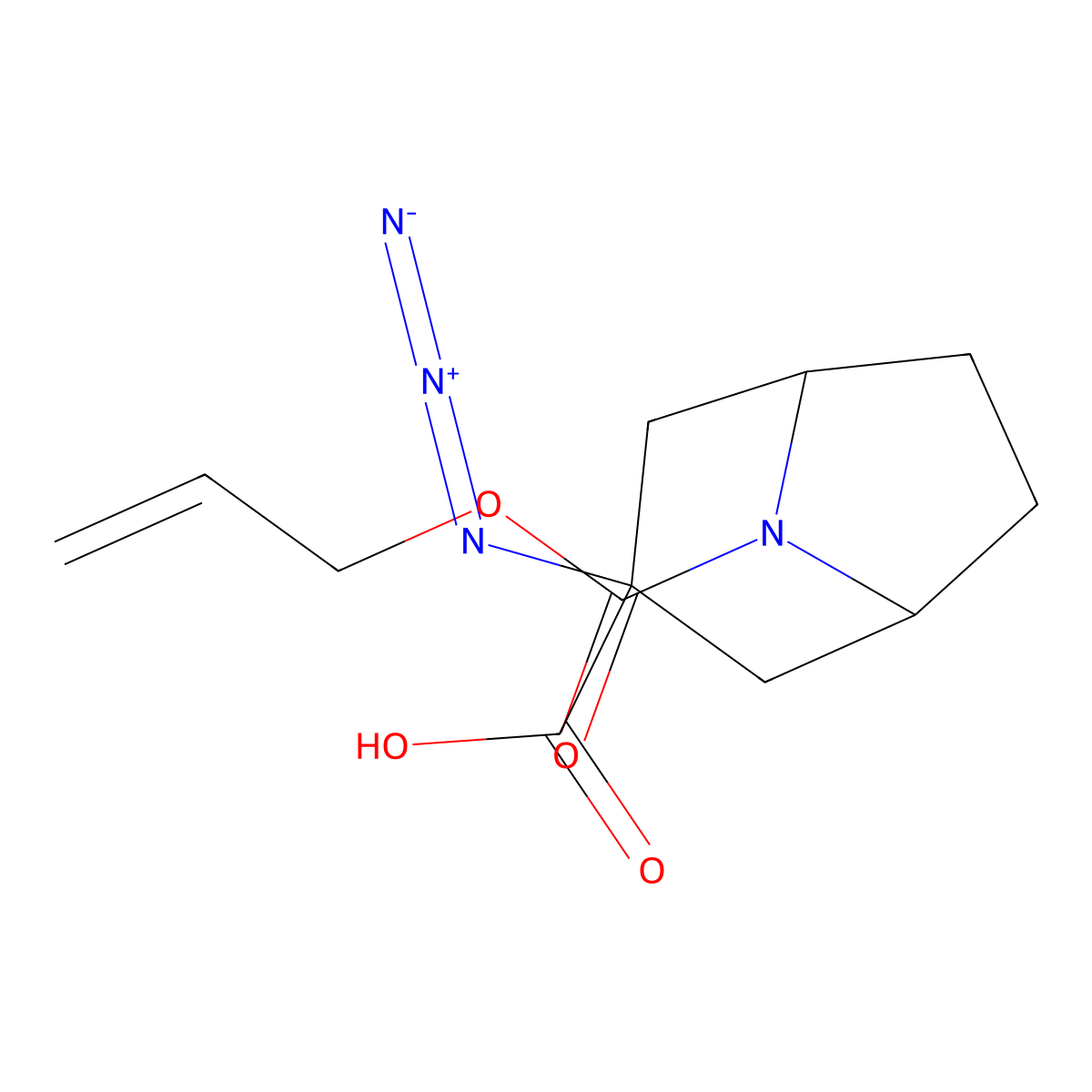 3-Azido-8-[(prop-2-en-1-yloxy)carbonyl]-8-azabicyclo[3.2.1]octane-3-carboxylic acid molecular structure, CAS 2680598-91-6