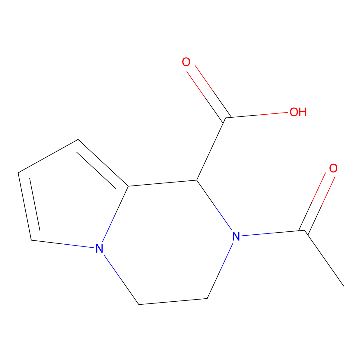 2-acetyl-1H,2H,3H,4H-pyrrolo[1,2-a]pyrazine-1-carboxylic acid molecular structure, CAS 2680598-92-7