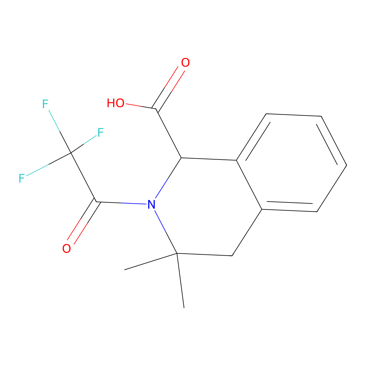 3,3-Dimethyl-2-(2,2,2-trifluoroacetyl)-1,2,3,4-tetrahydroisoquinoline-1-carboxylic acid molecular structure, CAS 2680599-01-1