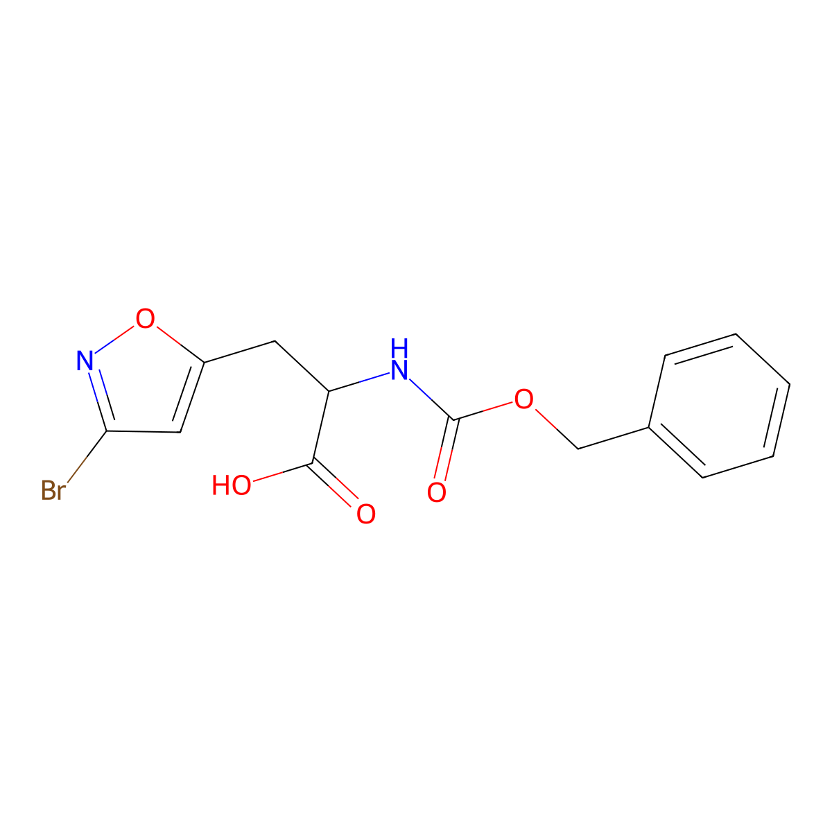 2-{[(Benzyloxy)carbonyl]amino}-3-(3-bromo-1,2-oxazol-5-yl)propanoic acid molecular structure, CAS 2680599-07-7