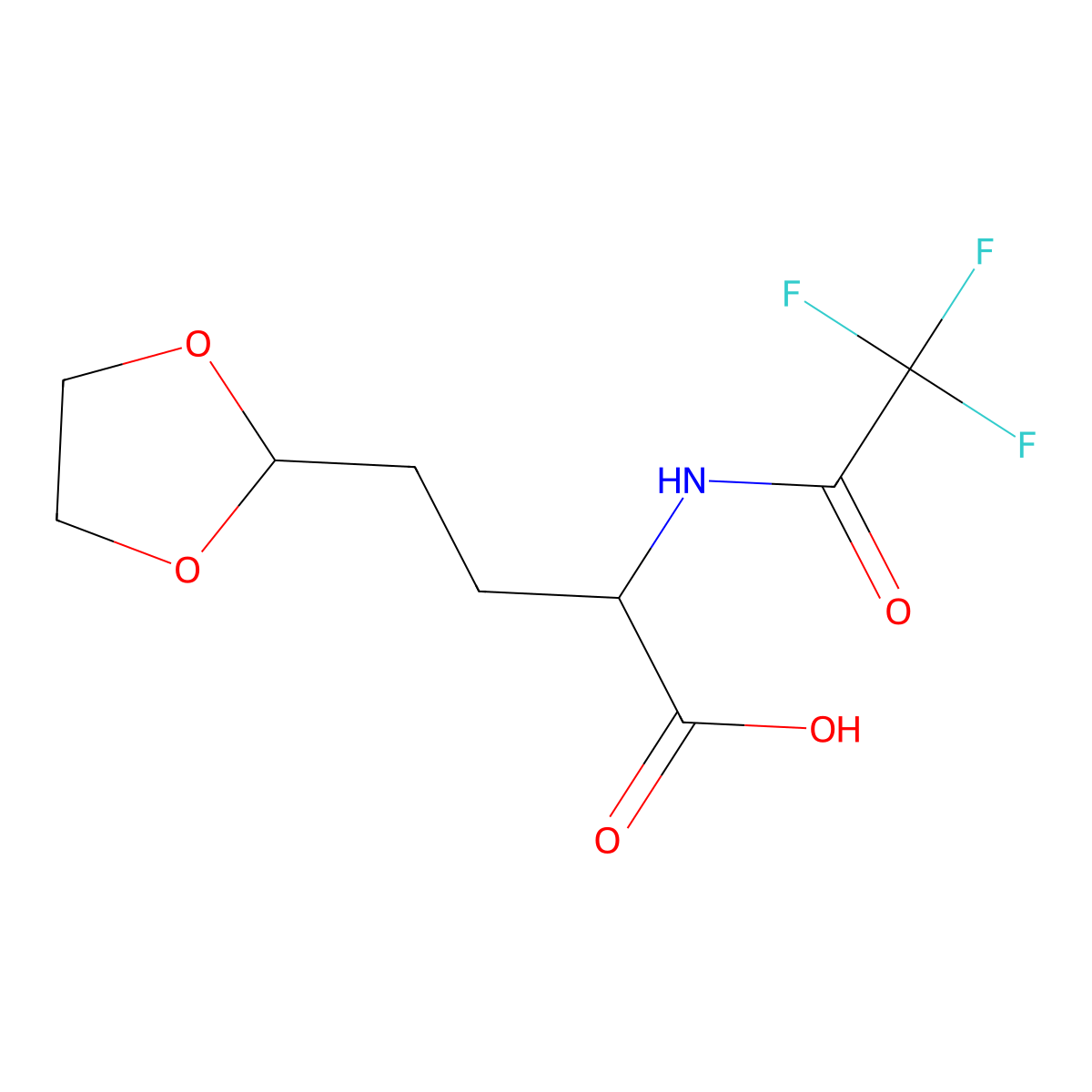 4-(1,3-Dioxolan-2-yl)-2-(2,2,2-trifluoroacetamido)butanoic acid molecular structure, CAS 2680599-11-3