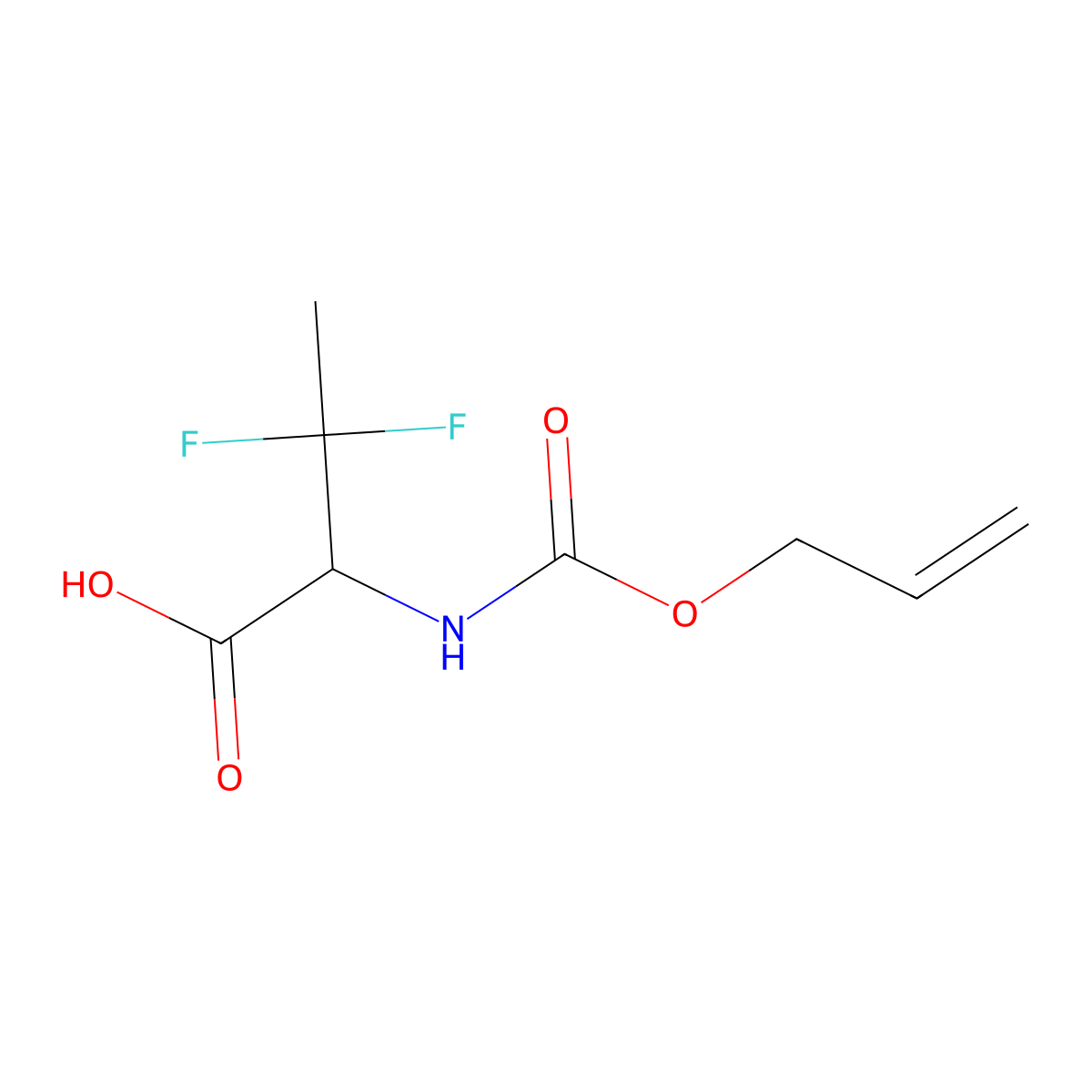 3,3-Difluoro-2-{[(prop-2-en-1-yloxy)carbonyl]amino}butanoic acid molecular structure, CAS 2680599-12-4