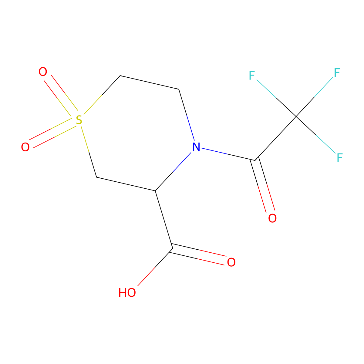 1,1-Dioxo-4-(trifluoroacetyl)-1lambda6-thiomorpholine-3-carboxylic acid molecular structure, CAS 2680599-23-7
