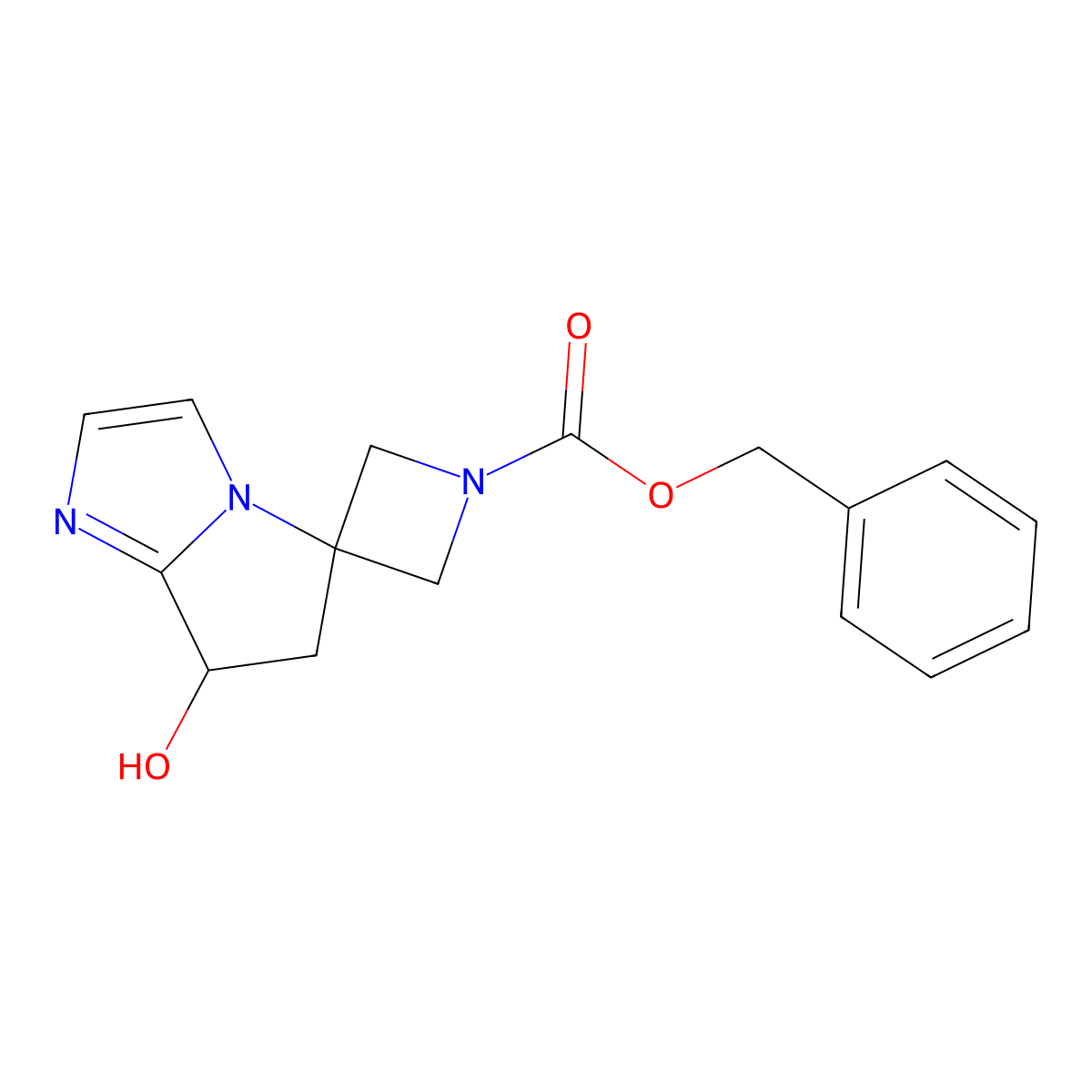 Benzyl 7'-hydroxy-6',7'-dihydrospiro[azetidine-3,5'-pyrrolo[1,2-a]imidazole]-1-carboxylate molecular structure, CAS 2680599-26-0