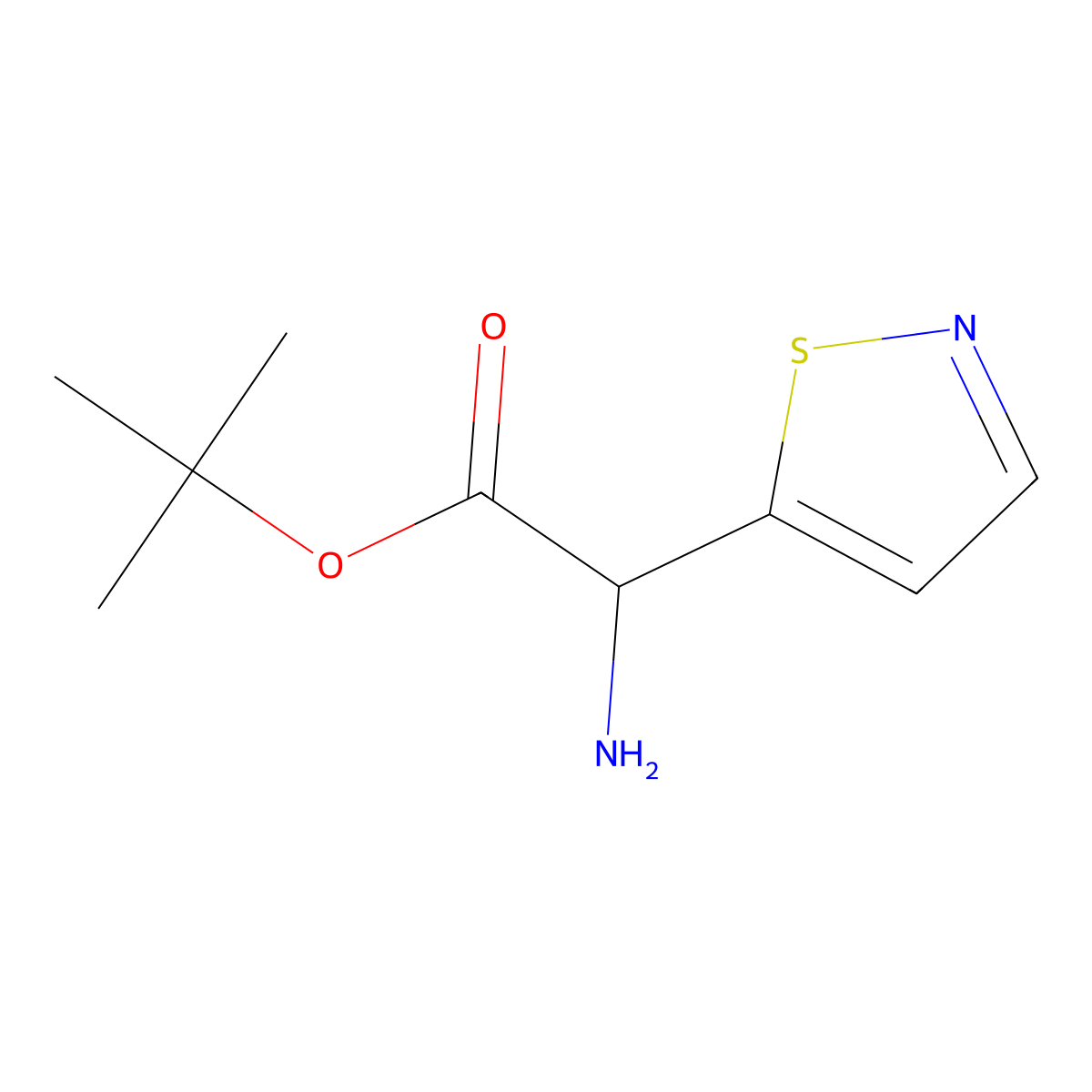 Tert-butyl 2-amino-2-(1,2-thiazol-5-yl)acetate molecular structure, CAS 2680599-29-3