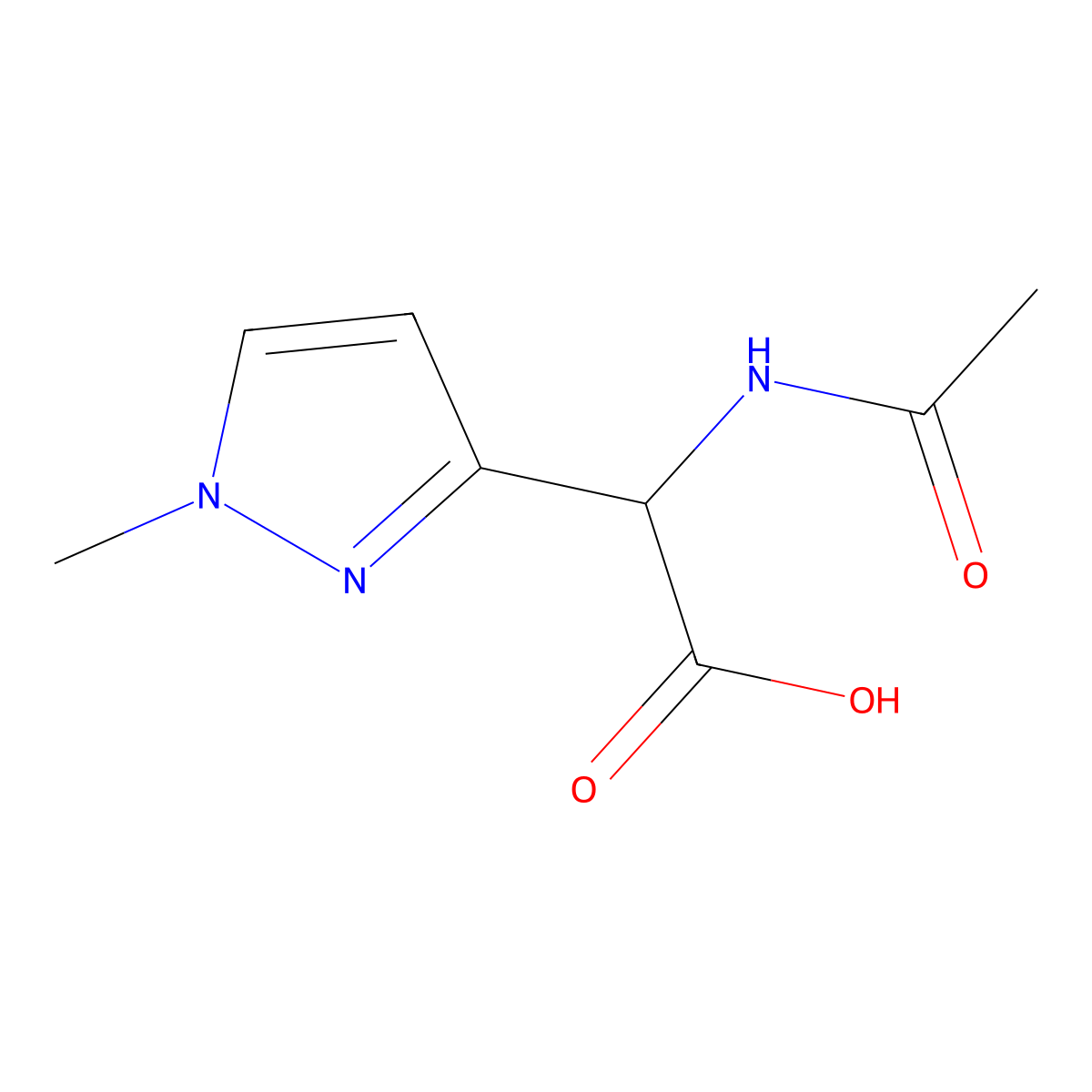 2-acetamido-2-(1-methyl-1H-pyrazol-3-yl)acetic acid molecular structure, CAS 2680599-35-1