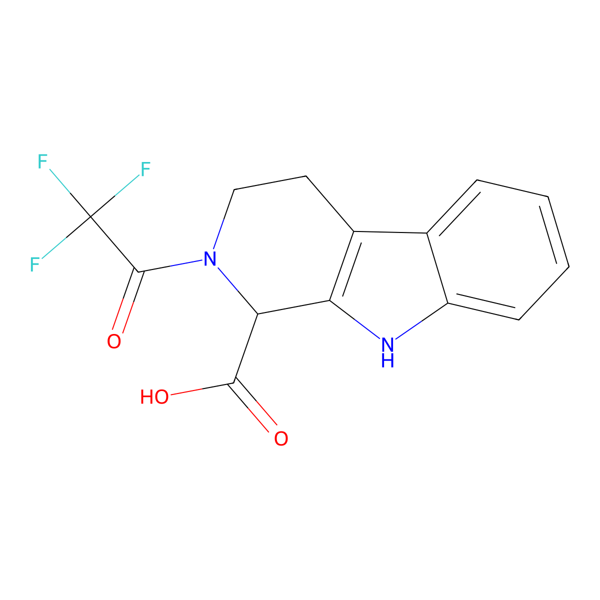 2-(2,2,2-trifluoroacetyl)-1H,2H,3H,4H,9H-pyrido[3,4-b]indole-1-carboxylic acid molecular structure, CAS 2680599-38-4