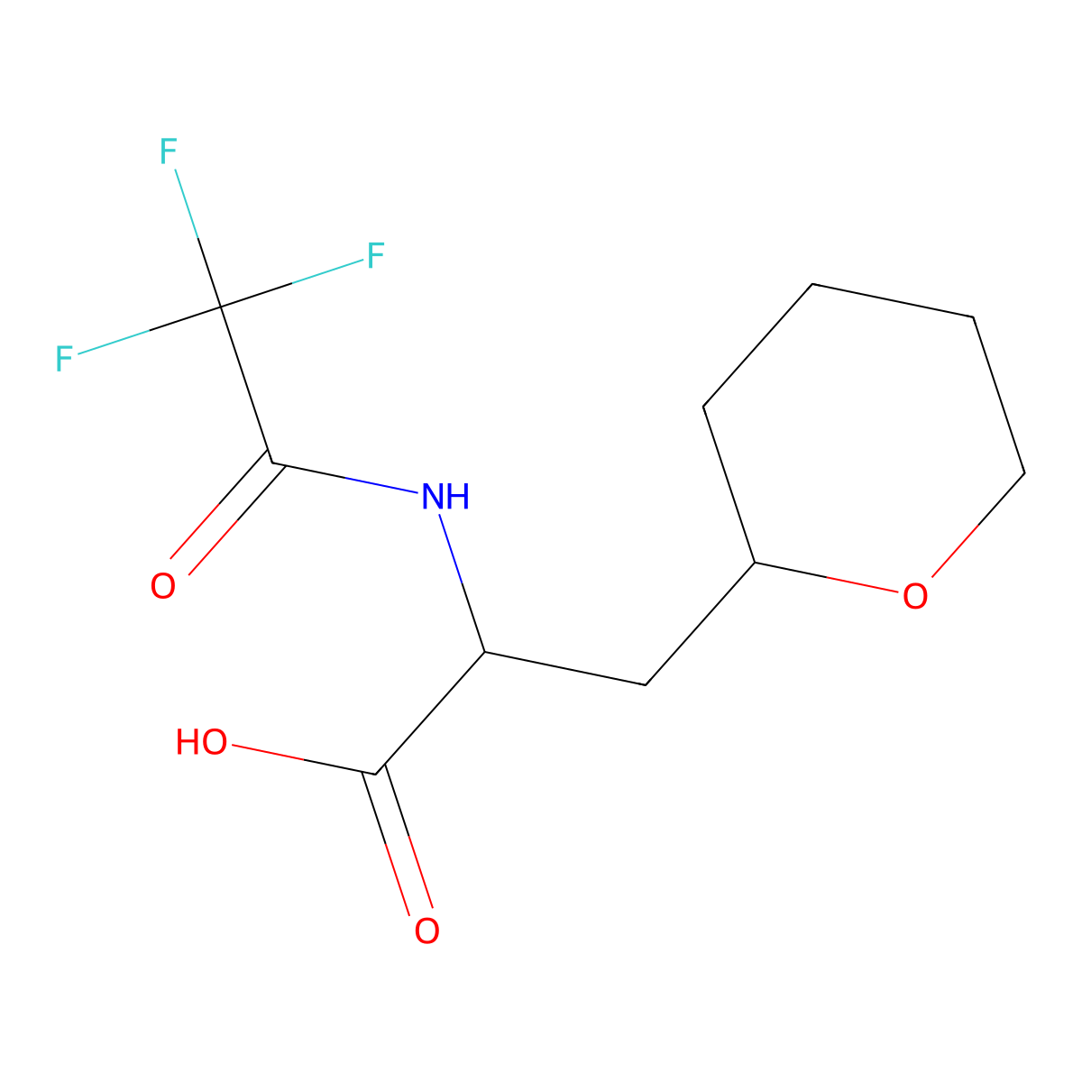 3-(Oxan-2-yl)-2-(trifluoroacetamido)propanoic acid molecular structure, CAS 2680599-46-4