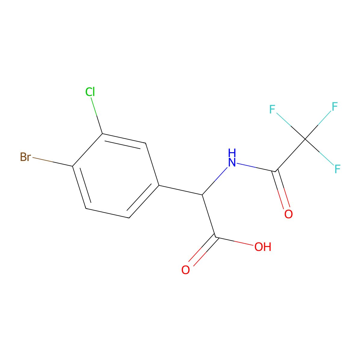 2-(4-Bromo-3-chlorophenyl)-2-(2,2,2-trifluoroacetamido)acetic acid molecular structure, CAS 2680599-54-4