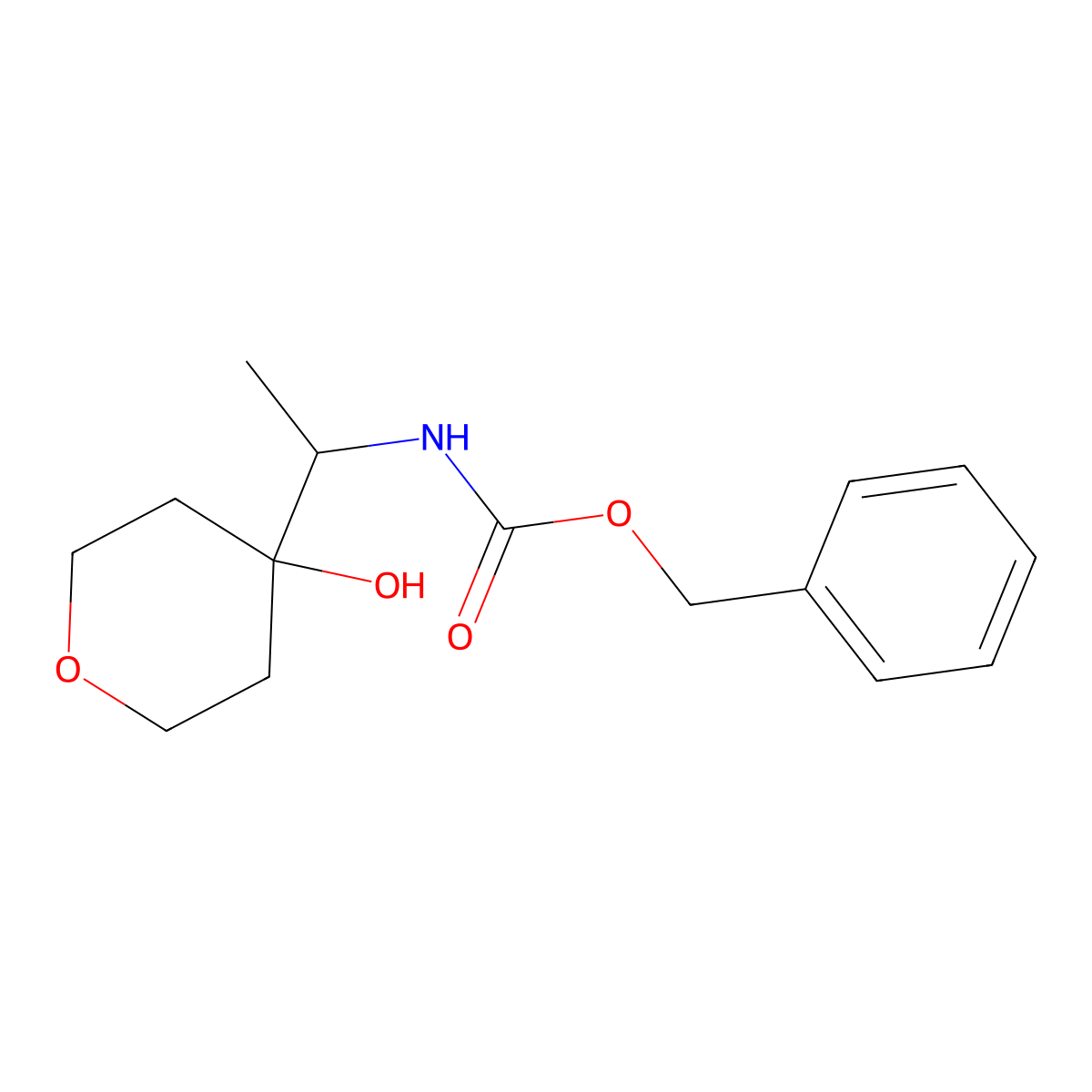 benzyl N-[1-(4-hydroxyoxan-4-yl)ethyl]carbamate molecular structure, CAS 2680599-55-5