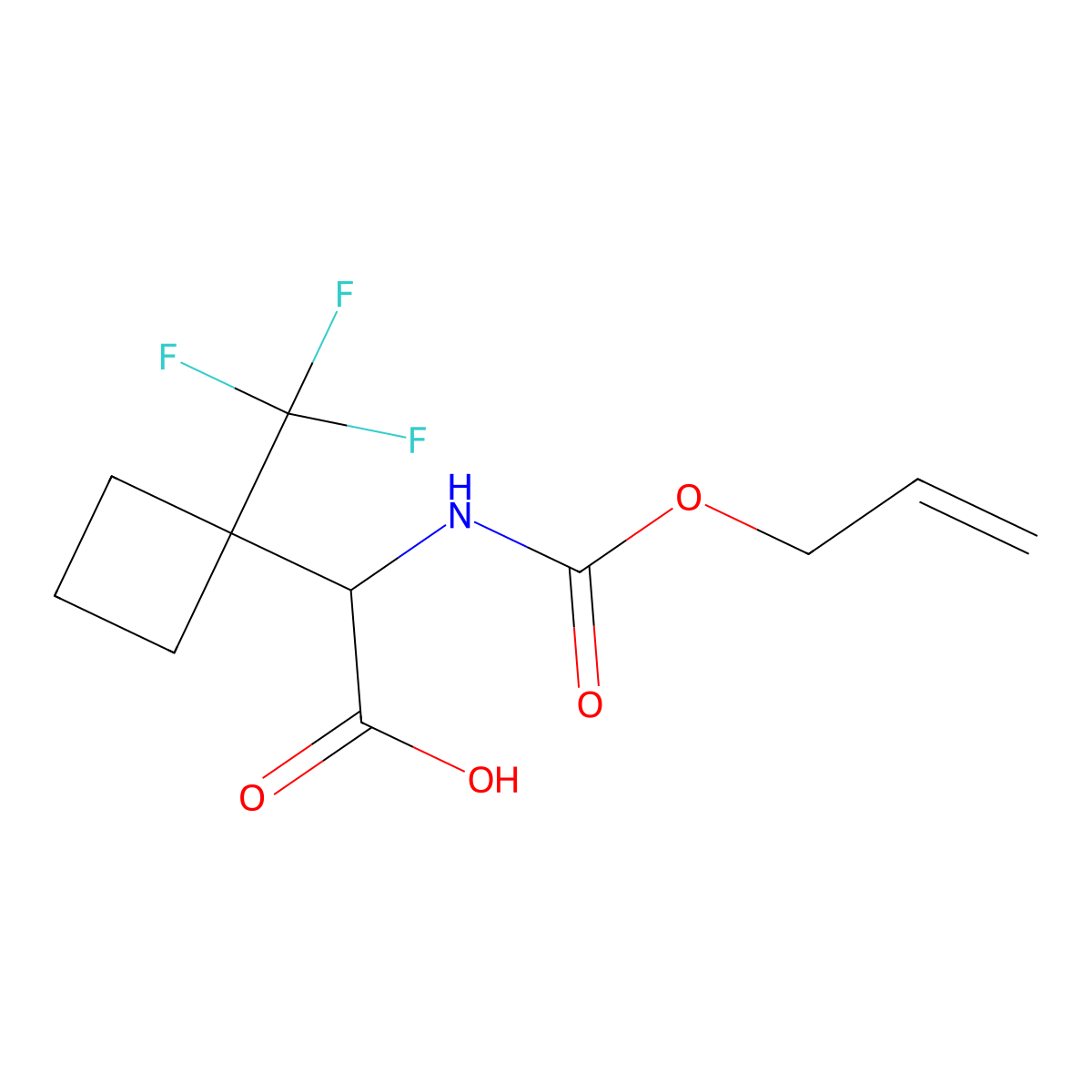 2-{[(Prop-2-en-1-yloxy)carbonyl]amino}-2-[1-(trifluoromethyl)cyclobutyl]acetic acid molecular structure, CAS 2680599-58-8