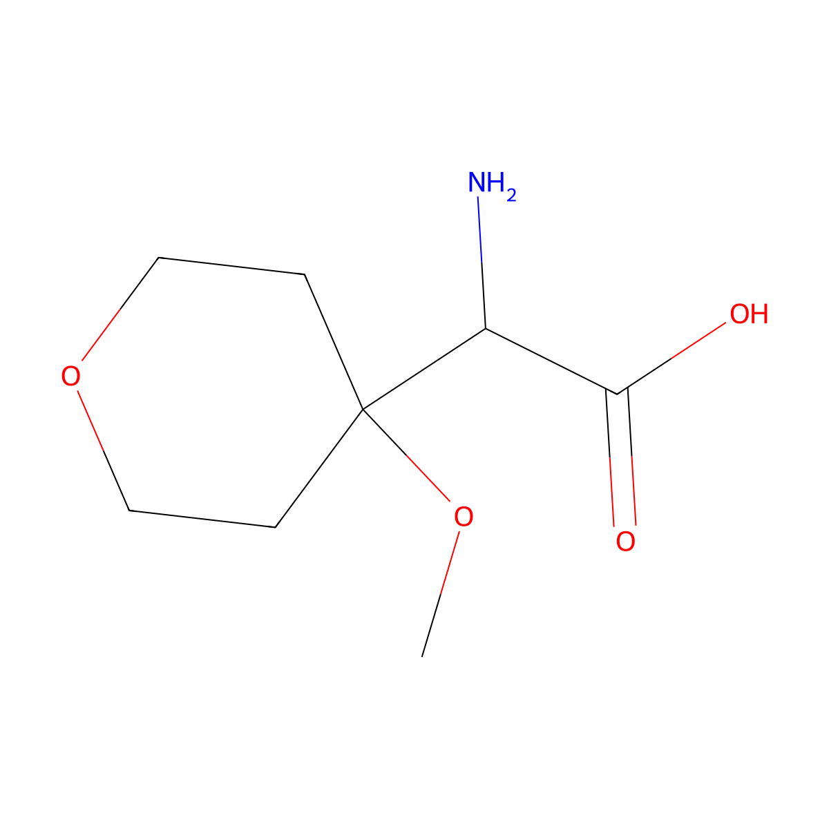 2-Amino-2-(4-methoxyoxan-4-yl)acetic acid molecular structure, CAS 2680599-61-3