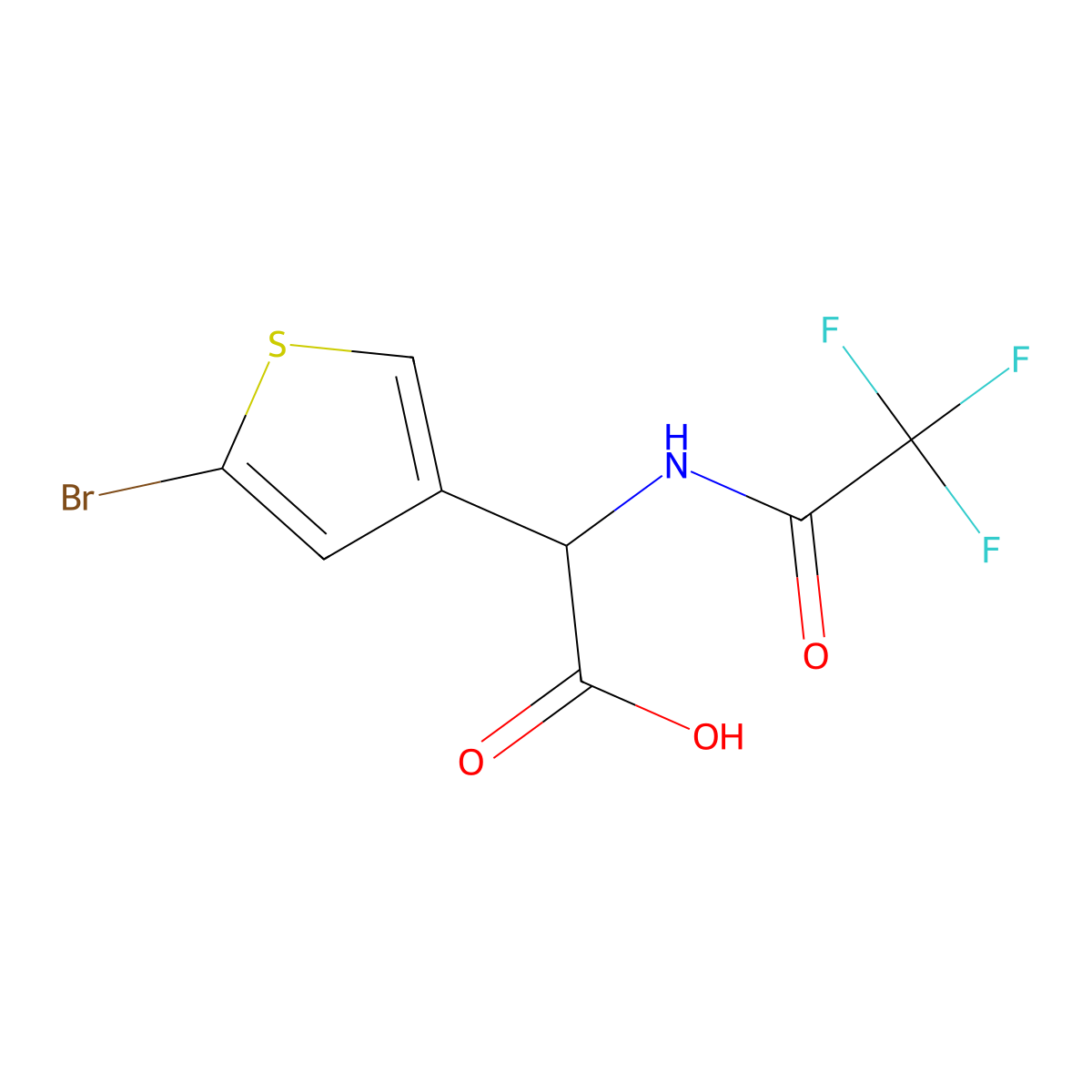 2-(5-Bromothiophen-3-yl)-2-(2,2,2-trifluoroacetamido)acetic acid molecular structure, CAS 2680599-62-4