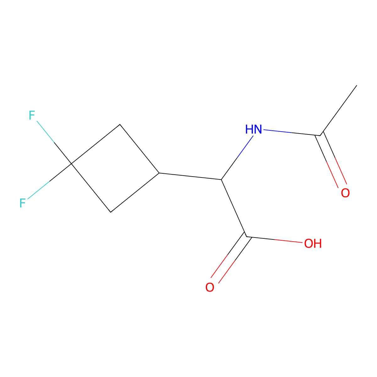 2-(3,3-Difluorocyclobutyl)-2-acetamidoacetic acid molecular structure, CAS 2680599-63-5