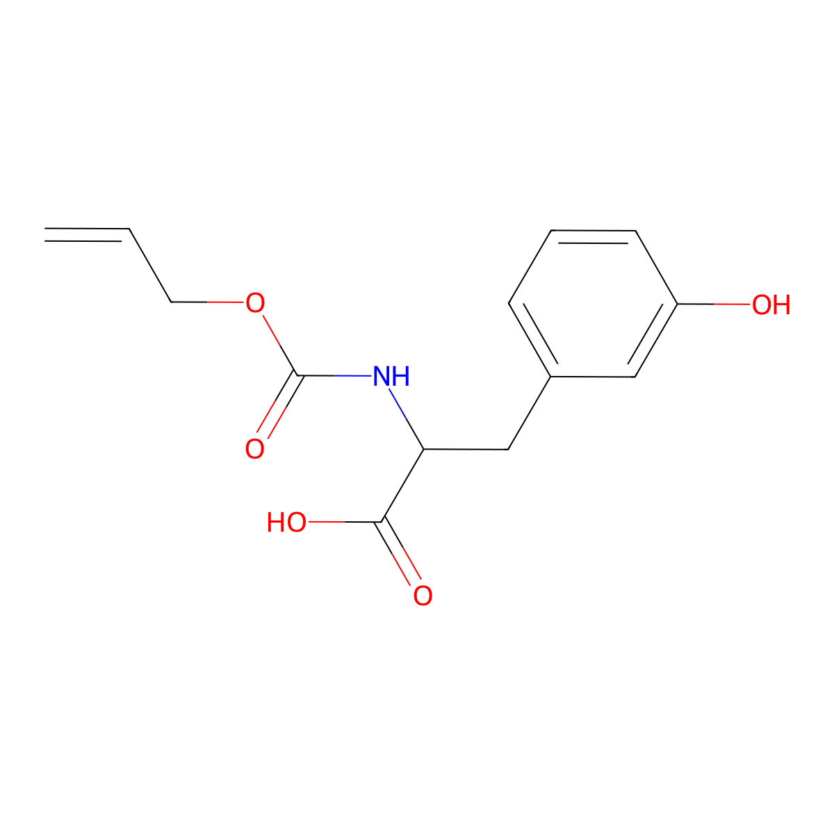 3-(3-Hydroxyphenyl)-2-{[(prop-2-en-1-yloxy)carbonyl]amino}propanoic acid molecular structure, CAS 2680599-66-8