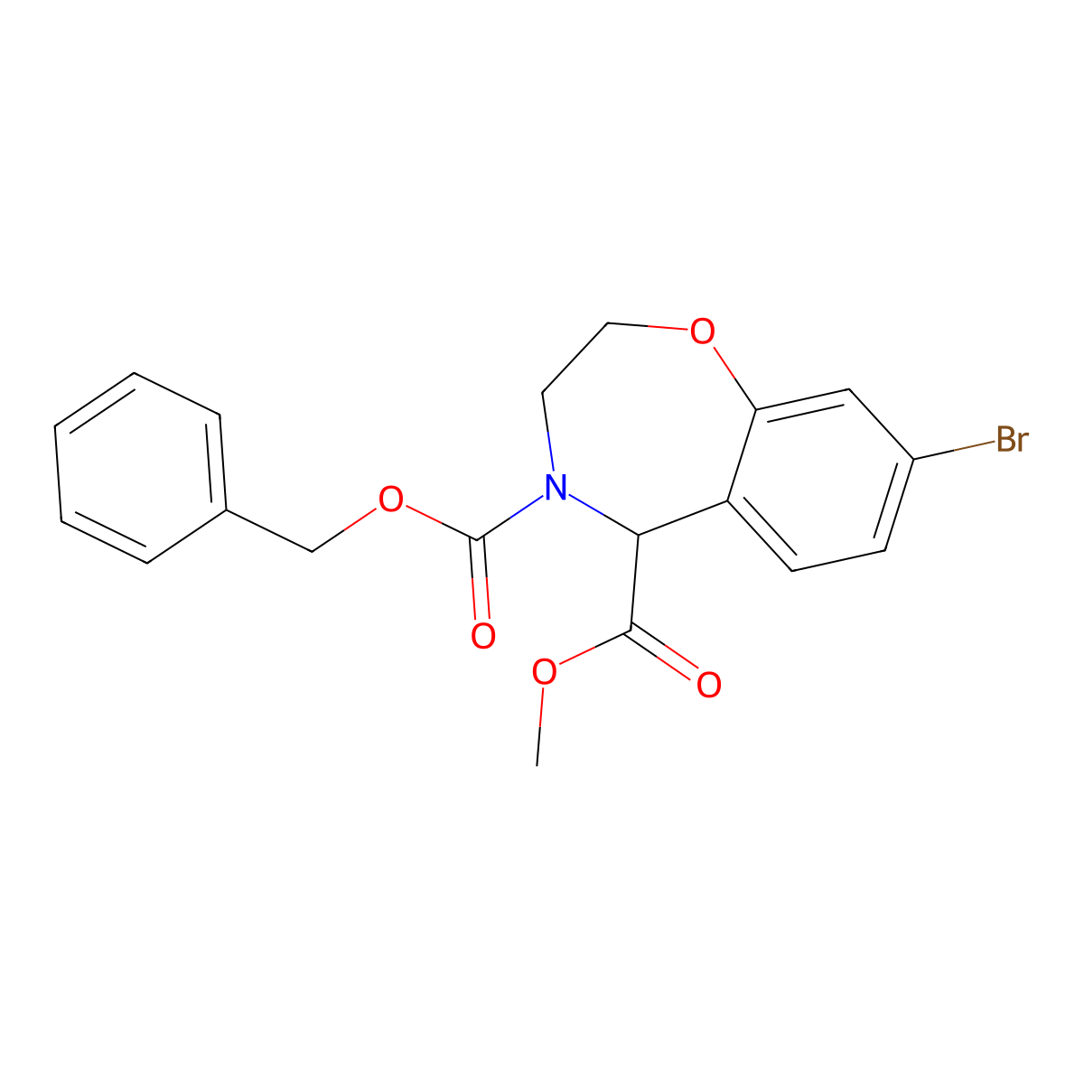 4-Benzyl 5-methyl 8-bromo-2,3,4,5-tetrahydro-1,4-benzoxazepine-4,5-dicarboxylate molecular structure, CAS 2680599-67-9