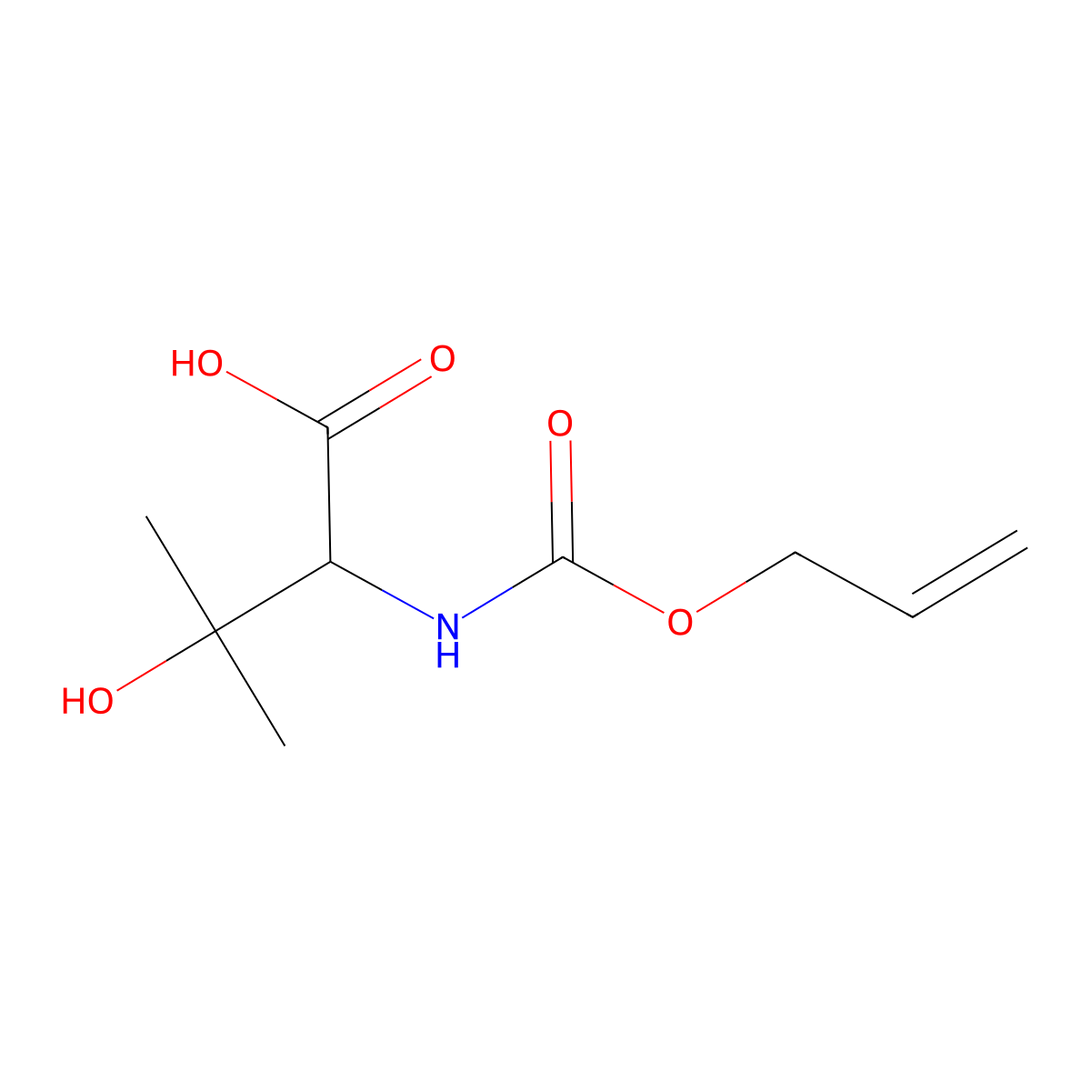 3-Hydroxy-3-methyl-2-{[(prop-2-en-1-yloxy)carbonyl]amino}butanoic acid molecular structure, CAS 2680599-70-4