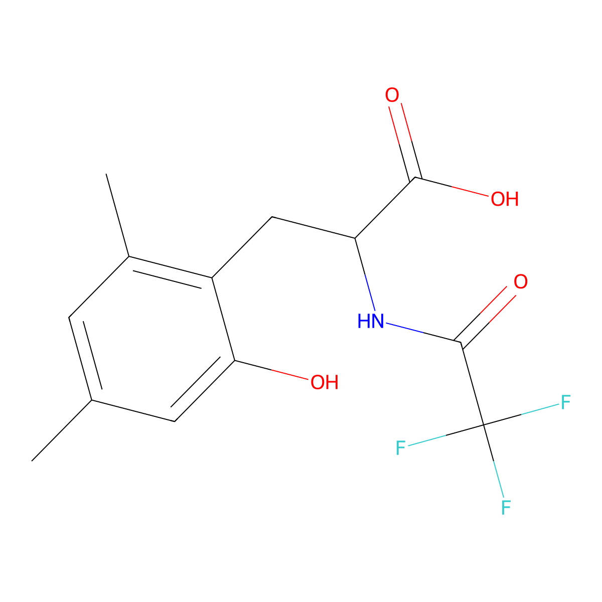 3-(2-Hydroxy-4,6-dimethylphenyl)-2-(2,2,2-trifluoroacetamido)propanoic acid molecular structure, CAS 2680599-75-9