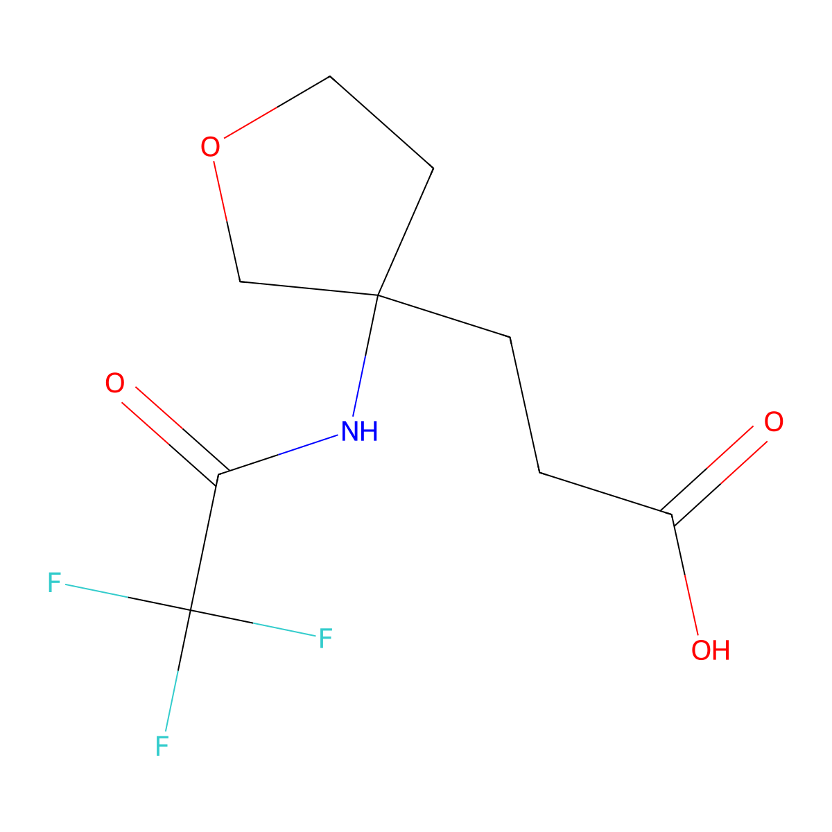 3-[3-(Trifluoroacetamido)oxolan-3-yl]propanoic acid molecular structure, CAS 2680599-76-0