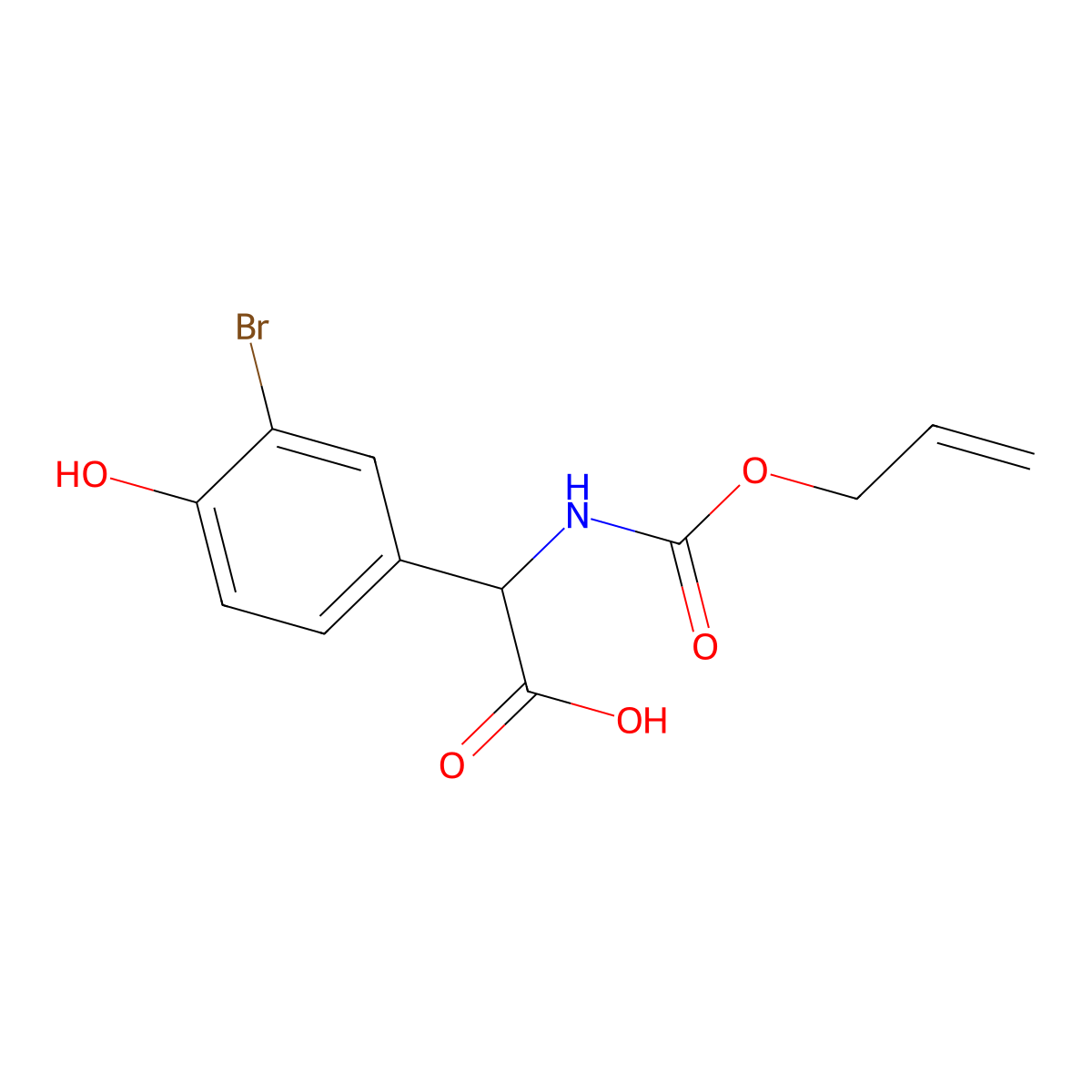 2-(3-Bromo-4-hydroxyphenyl)-2-{[(prop-2-en-1-yloxy)carbonyl]amino}acetic acid molecular structure, CAS 2680599-84-0