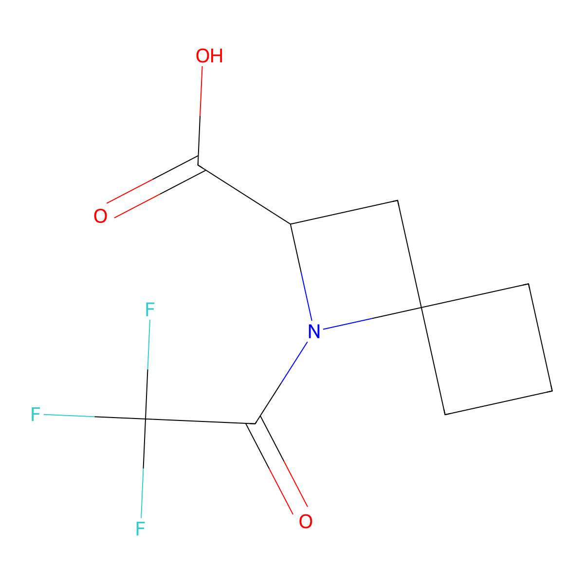 1-(2,2,2-Trifluoroacetyl)-1-azaspiro[3.3]heptane-2-carboxylic acid molecular structure, CAS 2680599-97-5