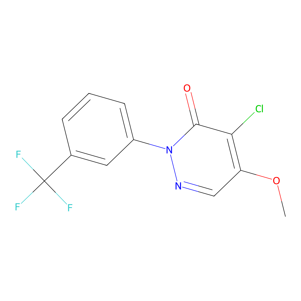 3(2H)-Pyridazinone, 4-chloro-5-methoxy-2-(3-(trifluoromethyl)phenyl)- molecular structure, CAS 26806-43-9