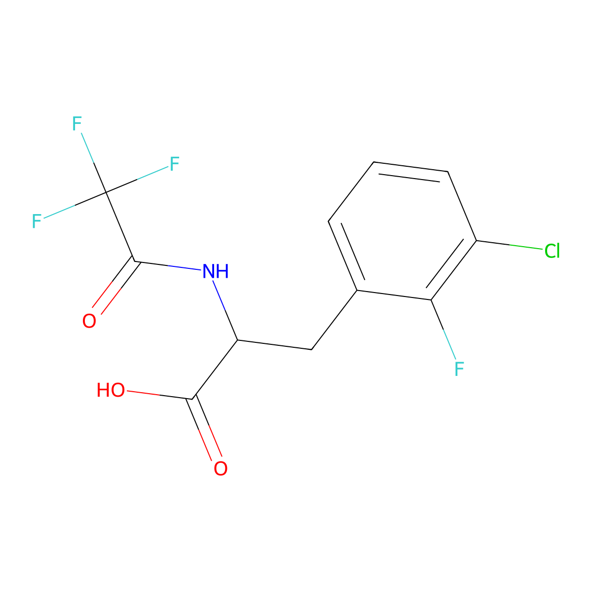 3-(3-Chloro-2-fluorophenyl)-2-(2,2,2-trifluoroacetamido)propanoic acid molecular structure, CAS 2680600-00-2