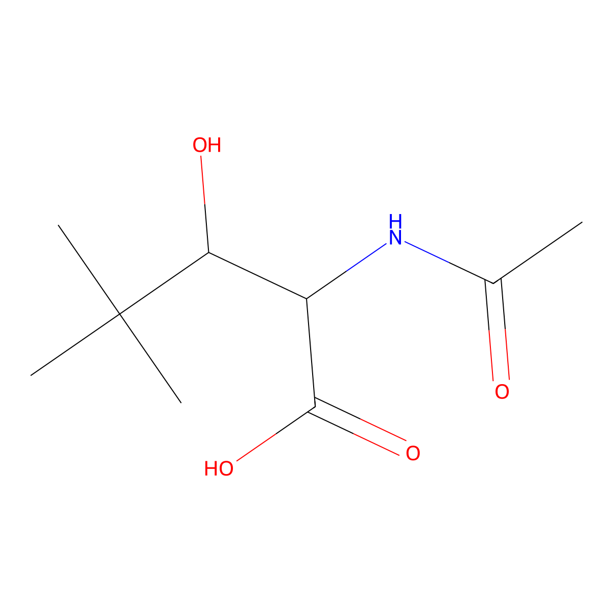 2-Acetamido-3-hydroxy-4,4-dimethylpentanoic acid molecular structure, CAS 2680600-03-5