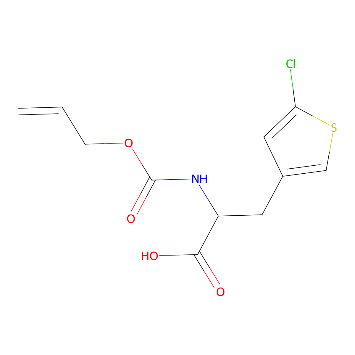 3-(5-Chlorothiophen-3-yl)-2-{[(prop-2-en-1-yloxy)carbonyl]amino}propanoic acid molecular structure, CAS 2680605-60-9